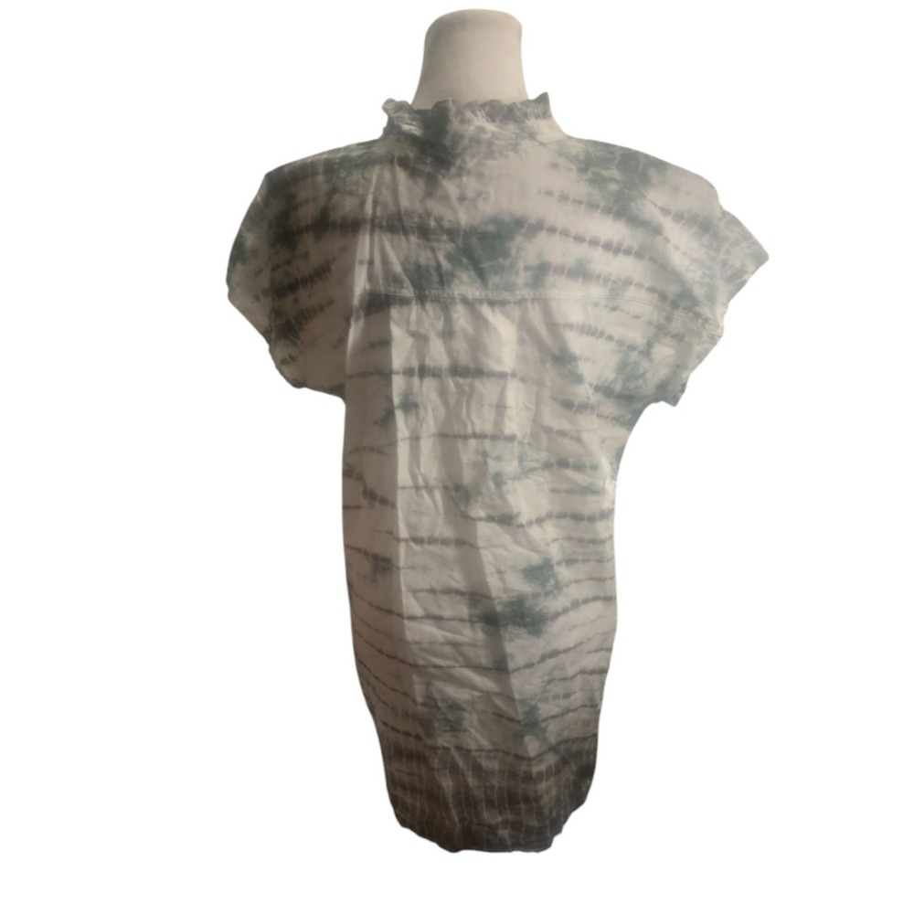 Wearable Linen Cotton Gauze Tunic Hi Low Tie Dye Raw Hem Beach Hippie Grey Blue - Picture 3 of 7